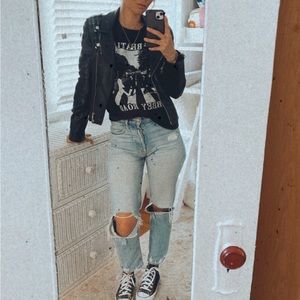 Zara black leather jacket S